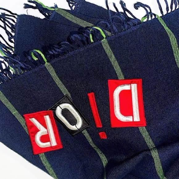 Authentic Dior Rare Galliano Logo Embroidered Pashmina Scarf - Picture 5 of 8
